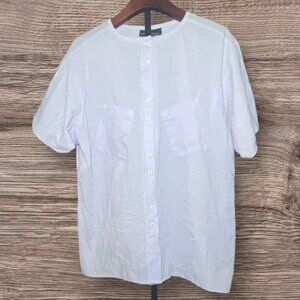 Vintage‎ Womens Lilac Crinkle Button-Up Short Sleeve Shirt Size 18 *READ*